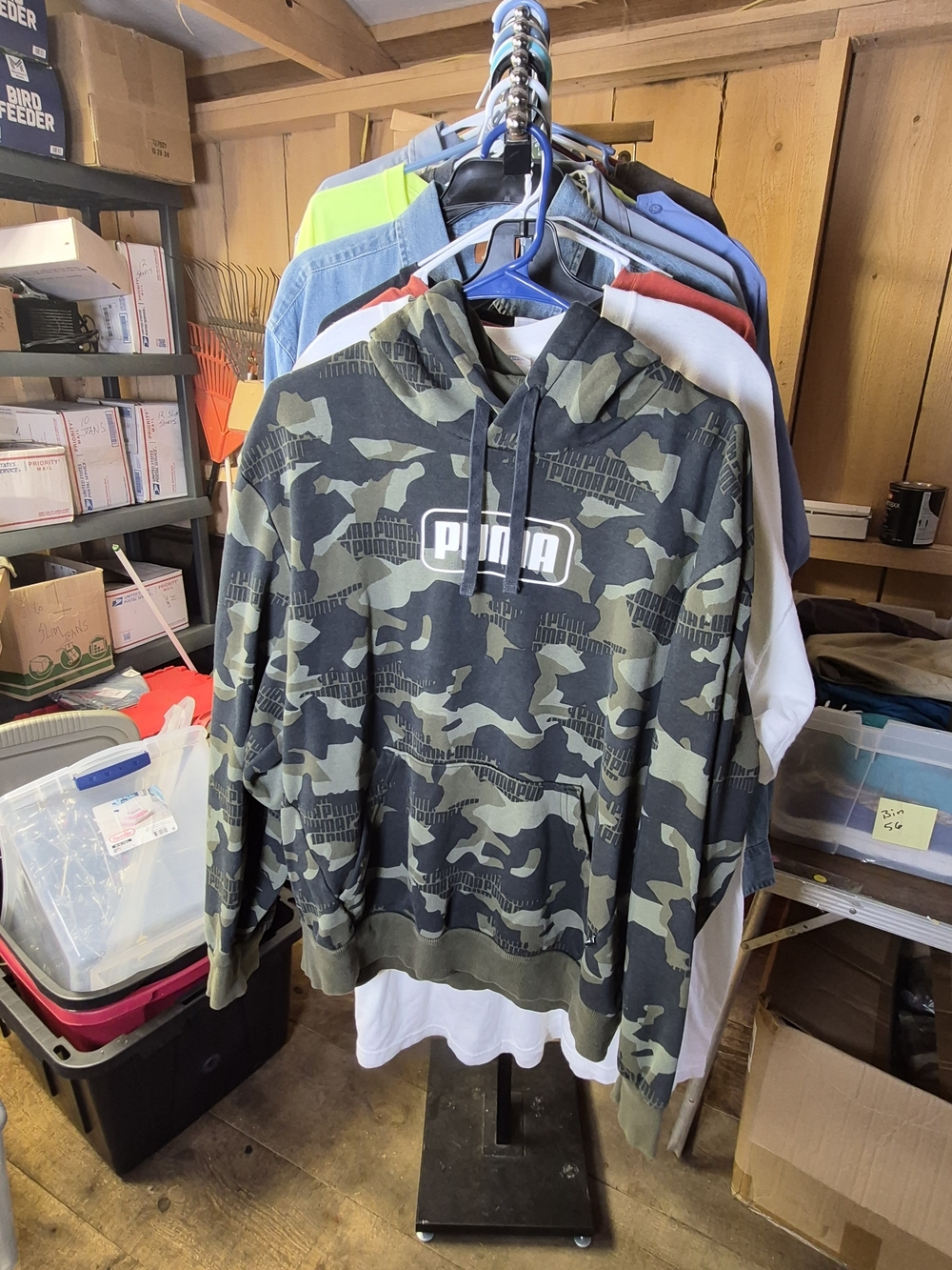 Puma Men's Camouflage Logo Hoodie - Olive/Black Bin 56